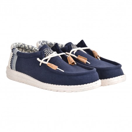 MOCASSINO LACCI IN TESSUTO HEY DUDE WALLYBREAKSTITCH NAVY