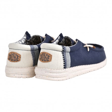 MOCASSINO LACCI IN TESSUTO HEY DUDE WALLYBREAKSTITCH NAVY