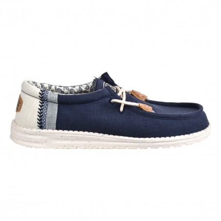 MOCASSINO LACCI IN TESSUTO HEY DUDE WALLYBREAKSTITCH NAVY