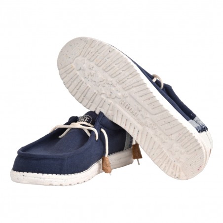 MOCASSINO LACCI IN TESSUTO HEY DUDE WALLYBREAKSTITCH NAVY