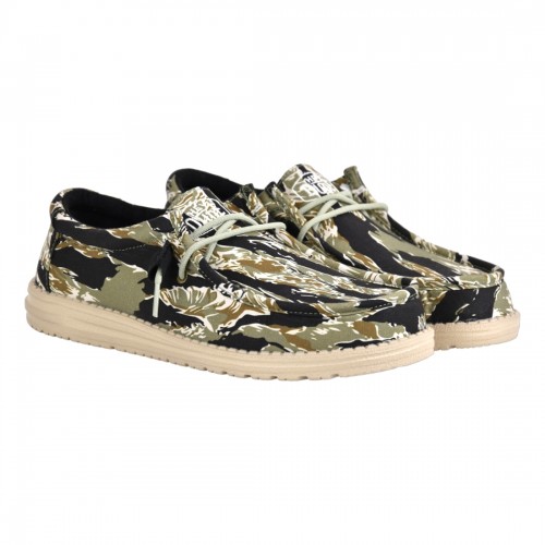 MOCASSINO LACCI IN TESSUTO HEY DUDE WALLYCAMOUFLAGE TIGER
