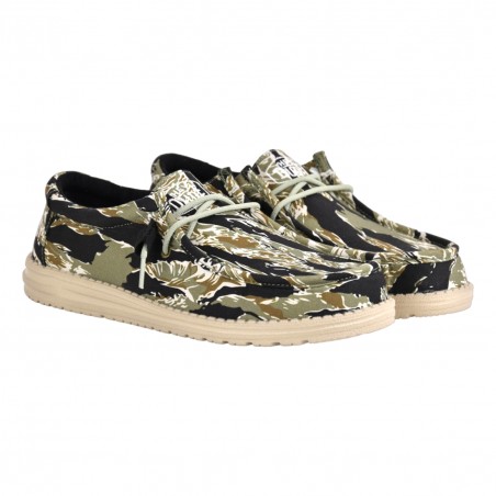 MOCASSINO LACCI IN TESSUTO HEY DUDE WALLYCAMOUFLAGE TIGER
