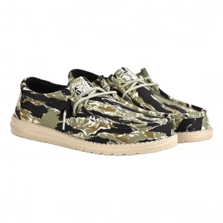 MOCASSINO LACCI IN TESSUTO HEY DUDE WALLYCAMOUFLAGE TIGER
