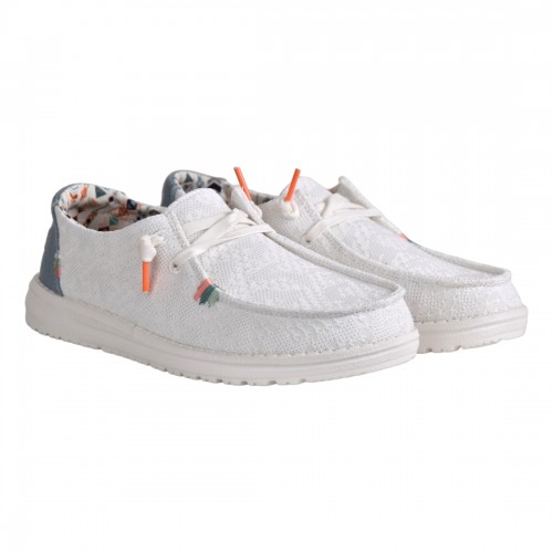 MOCASSINO LACCI IN TESSUTO HEY DUDE WENDYBOHO WHITE