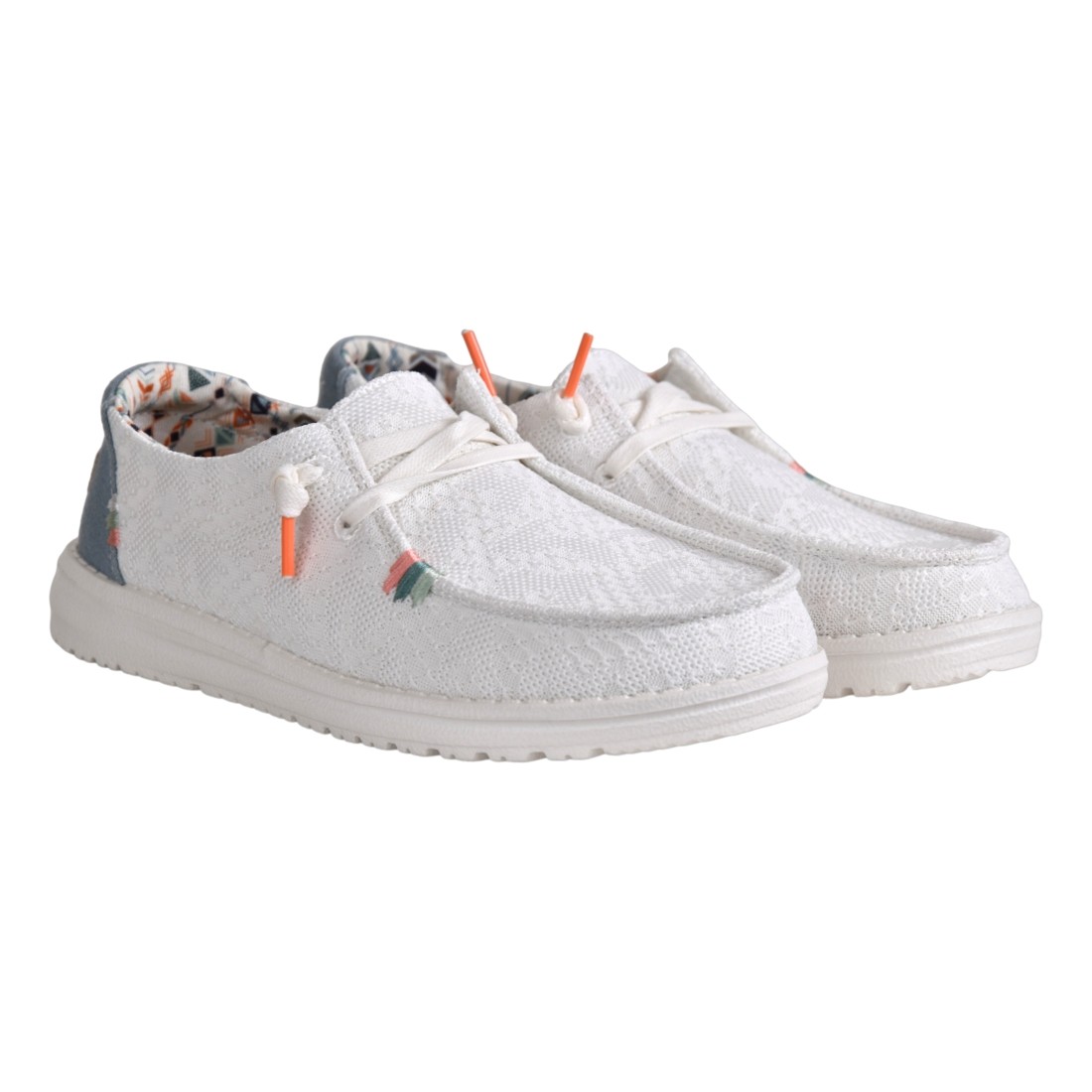 MOCASSINO LACCI IN TESSUTO HEY DUDE WENDYBOHO WHITE