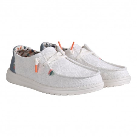 MOCASSINO LACCI IN TESSUTO HEY DUDE WENDYBOHO WHITE