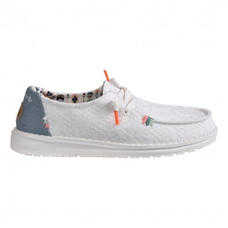 MOCASSINO LACCI IN TESSUTO HEY DUDE WENDYBOHO WHITE