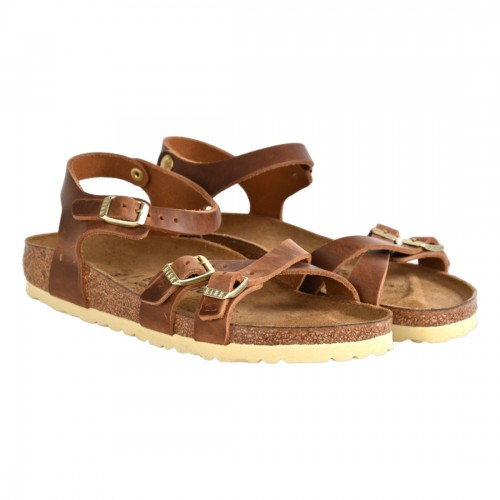 SANDALO KUMBA WAXY LEATHER BIRKENSTOCK 1021489 COGNAC