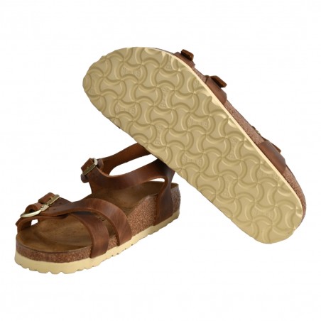 SANDALO KUMBA WAXY LEATHER BIRKENSTOCK 1021489 COGNAC