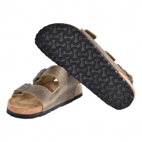 SANDALO MILANO FADED OILED LEATHER BIRKENSTOCK 1019454 KHAKI