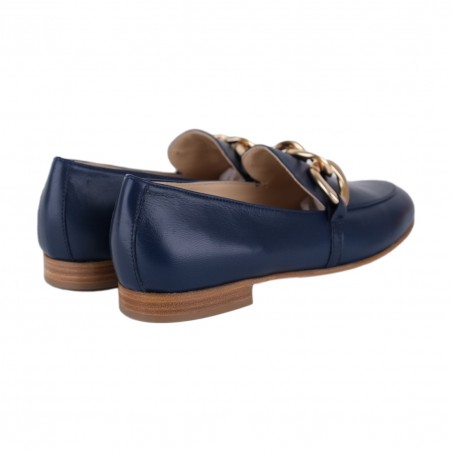 MOCASSINO IN VITELLO CON ACCESSORIO CATENA SITON 8173 BLU