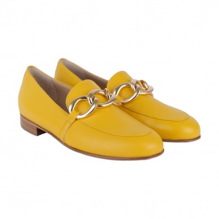 MOCASSINO IN VITELLO CON ACCESSORIO CATENA SITON 8173 GIALLO