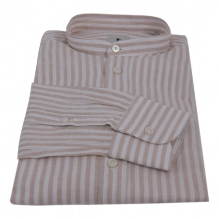 CAMICIA IN LINO RIGA BASTONCINO B1112.COREANO 04