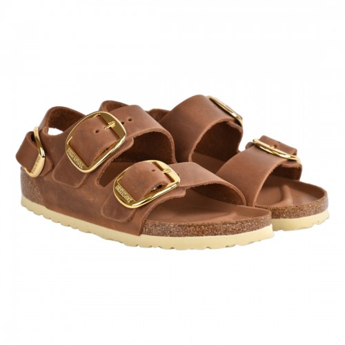 SANDALO MILANO BIG BUCKLE OILED LEATHER BIRKENSTOCK 1024067 COGNAC