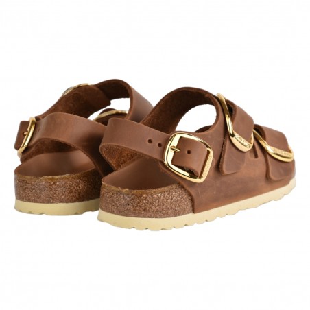 SANDALO MILANO BIG BUCKLE OILED LEATHER BIRKENSTOCK 1024067 COGNAC