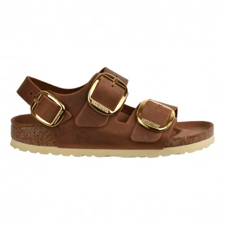 SANDALO MILANO BIG BUCKLE OILED LEATHER BIRKENSTOCK 1024067 COGNAC