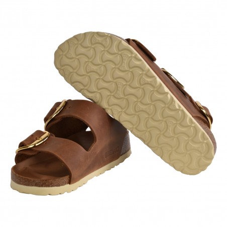 SANDALO MILANO BIG BUCKLE OILED LEATHER BIRKENSTOCK 1024067 COGNAC