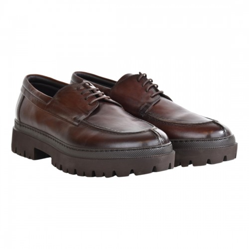MOCASSINO CON LACCI PANTANETTI 16886F TABACCO