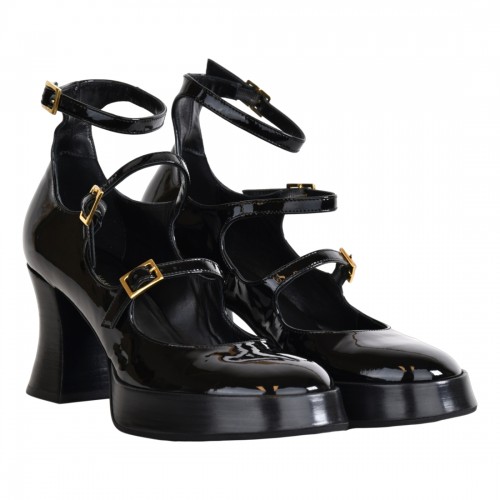 DECOLLETE VERNICE CON CINTURINI GIAMPAOLO VIOZZI JI8012-C NERO