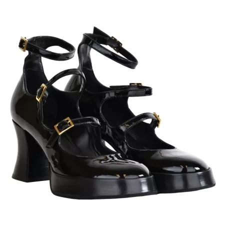 DECOLLETE VERNICE CON CINTURINI GIAMPAOLO VIOZZI JI8012-C NERO