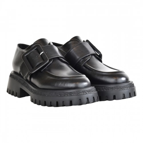 MOCASSINO CON FIBBIA HALMANERA RAMA19 NERO