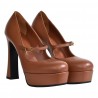 MARY JANE PELLE CON PLATEAU GIAMPAOLO VIOZZI ZA8030 CUOIO