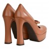 MARY JANE PELLE CON PLATEAU GIAMPAOLO VIOZZI ZA8030 CUOIO