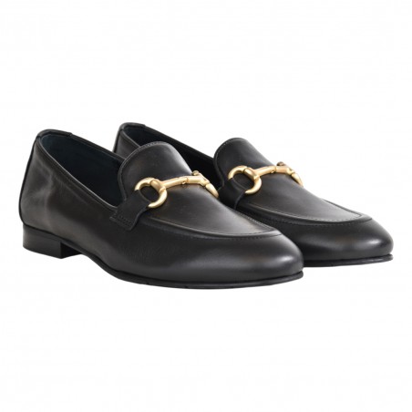 MOCASSINO IN PELLE CON MORSETTO POESIE VENEZIANE JJA65 NERO