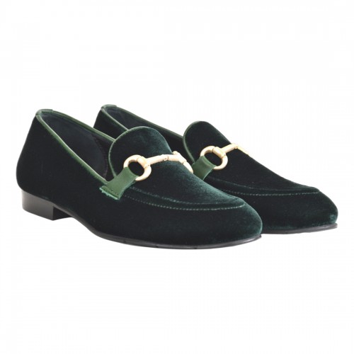 MOCASSINO IN VELLUTO CON MORSETTO POESIE VENEZIANE JJA65 VERDE