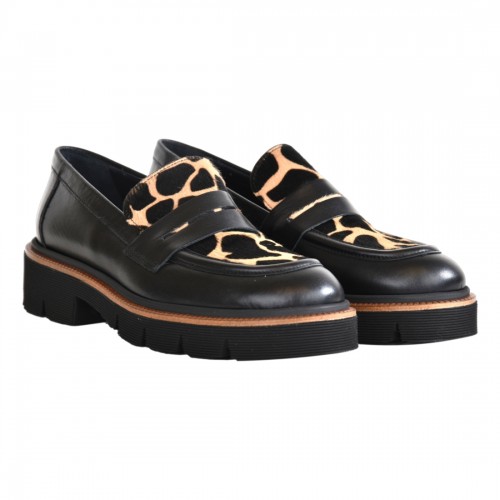 MOCASSINO IN PELLE MACULATO LA PARIGINA 314/435 NERO