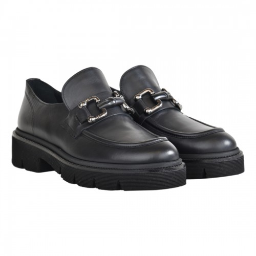 MOCASSINO IN PELLE CON MORSETTO LA PARIGINA 324/435 NERO