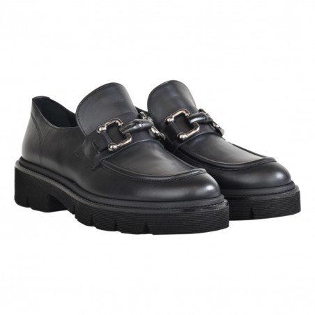 MOCASSINO IN PELLE CON MORSETTO LA PARIGINA 324/435 NERO