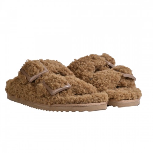 FURRY SLIPPER BUCKLES COLORS OF CALIFORNIA HC.FURBIO030 TAN