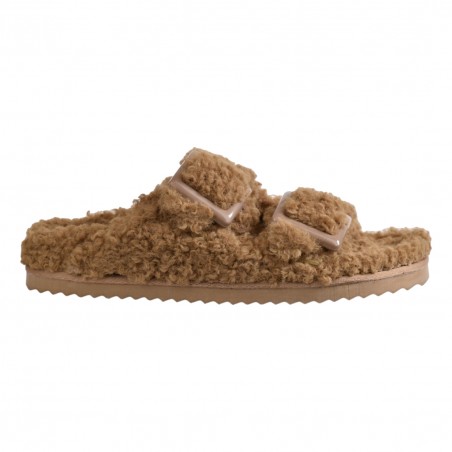 FURRY SLIPPER BUCKLES COLORS OF CALIFORNIA HC.FURBIO030 TAN