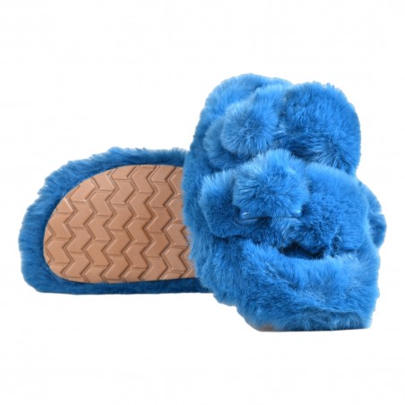 FURRY SLIPPER COLORS OF CALIFORNIA HC.SLIPPERS03 EBLU