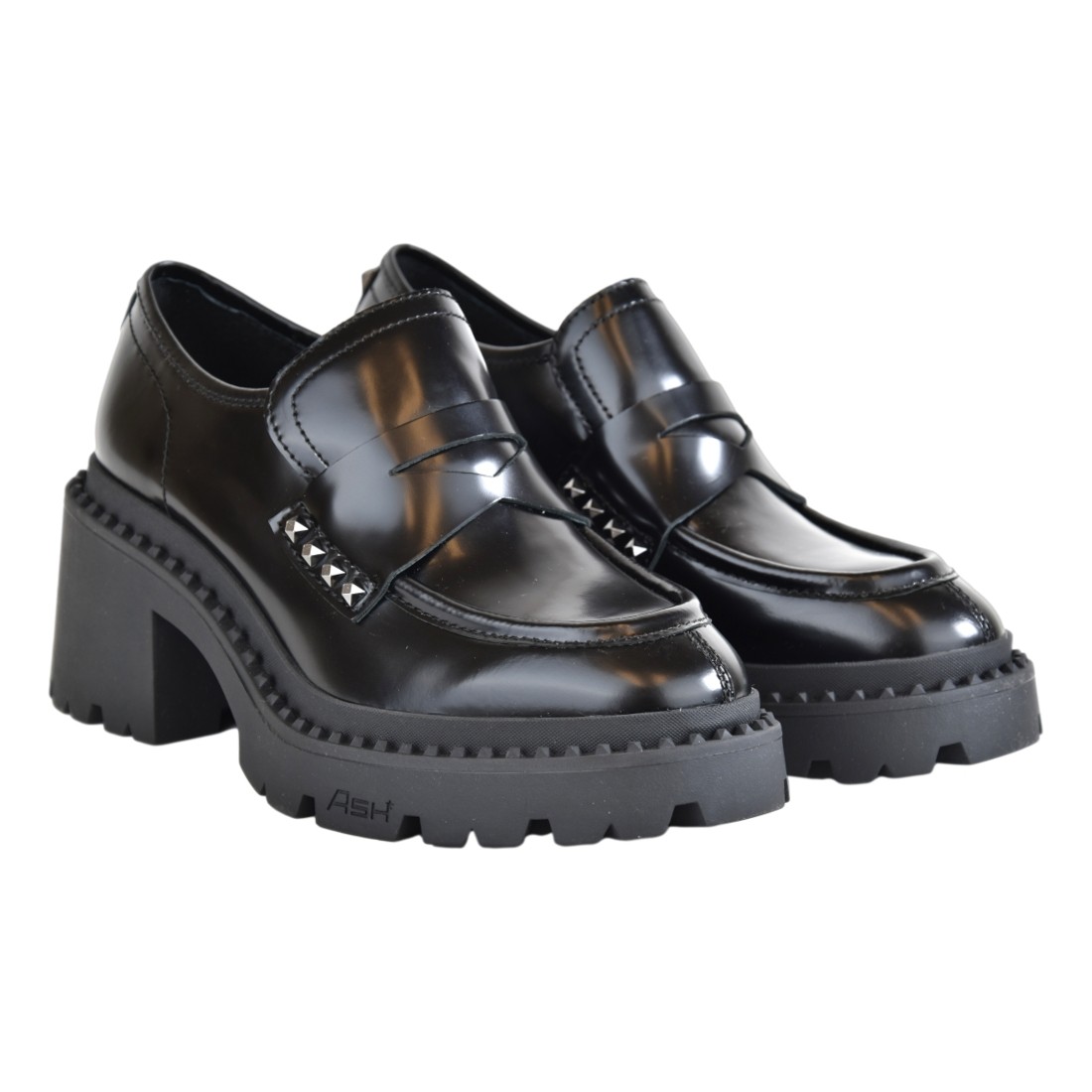 MOCASSINO SPAZZOLATO ASH NELSONSTUD02 BLACK