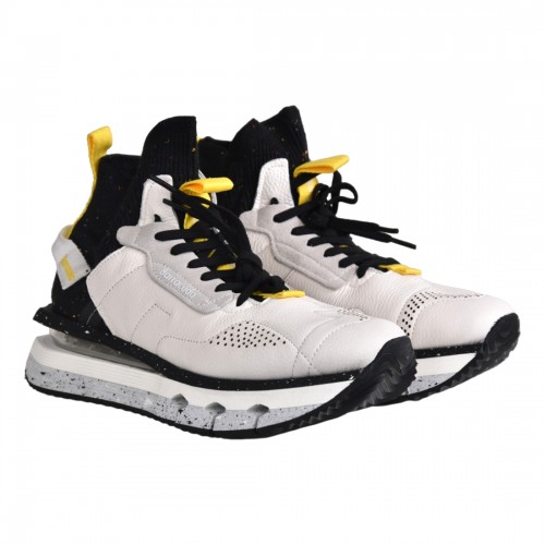 SNEAKERS ALTA IN PELLE BARRACUDA BD1365 BIANCO