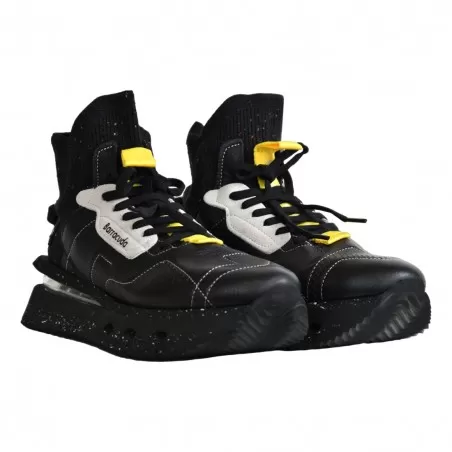 SNEAKERS ALTA IN PELLE BARRACUDA BD1365 NERO