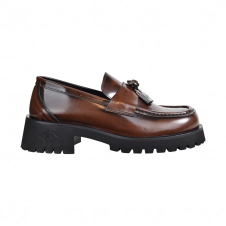 MOCASSINO ABRASIVATO CON LUCCHETTO POESIE VENEZIANE JMC61 COGNAC