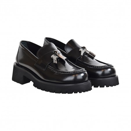 MOCASSINO ABRASIVATO CON LUCCHETTO POESIE VENEZIANE JMC61 NERO