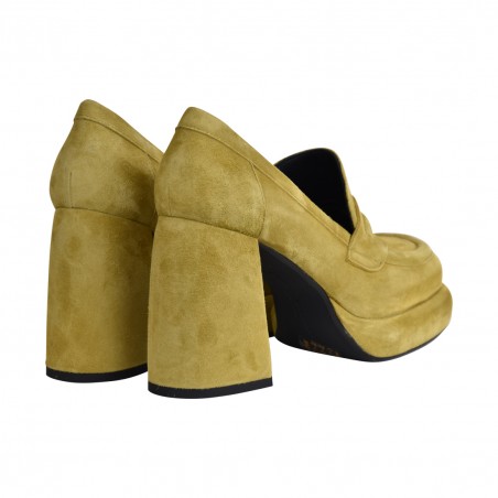 MOCASSINO CON TACCO IN CAMOSCIO POESIE VENEZIANE MCA22 379