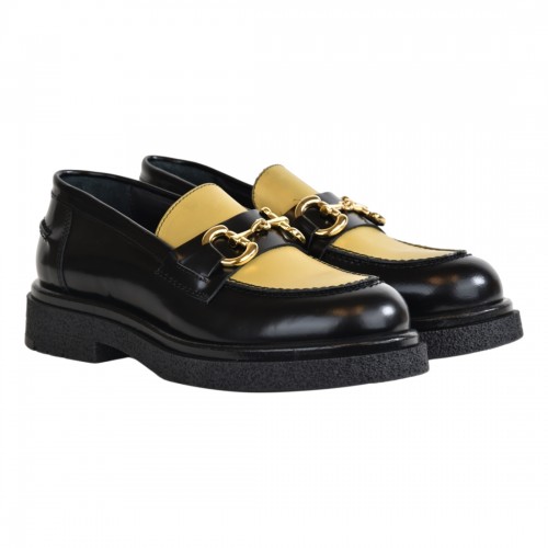 MOCASSINO CON MORSETTO LOAFER AL101 NERO/ORO
