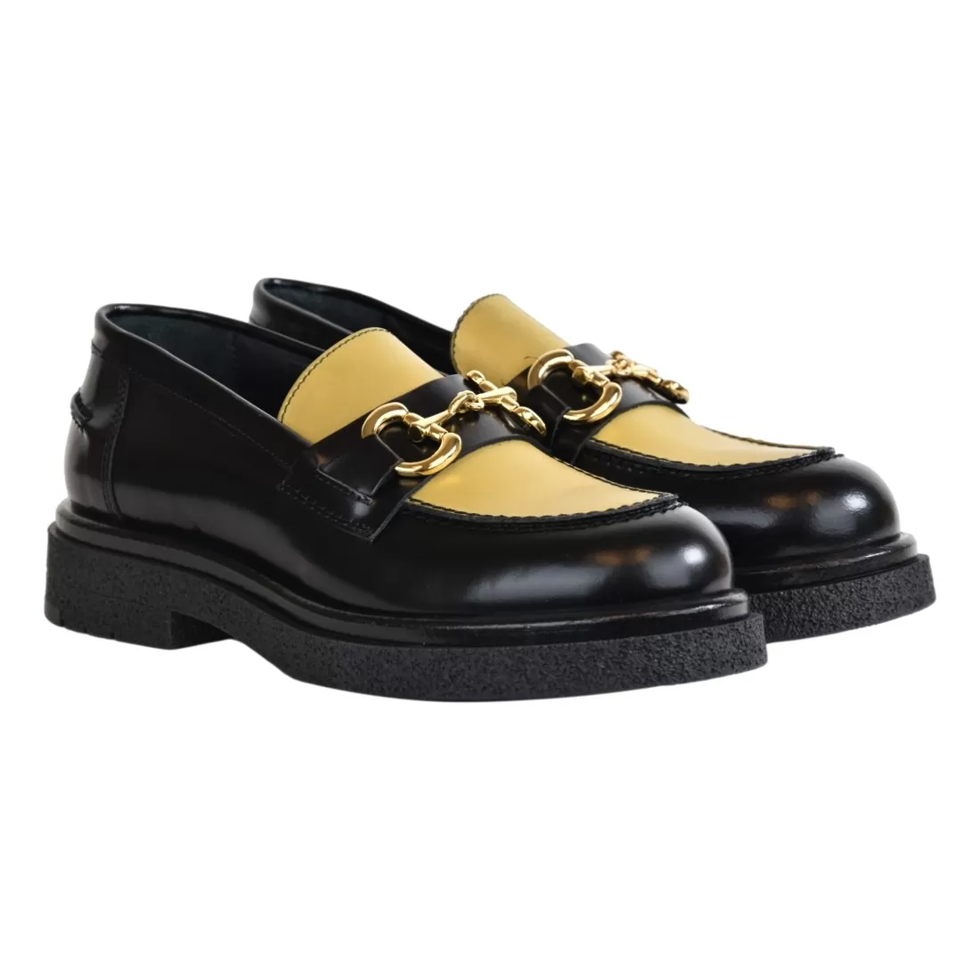 MOCASSINO CON MORSETTO LOAFER AL101 NERO/ORO