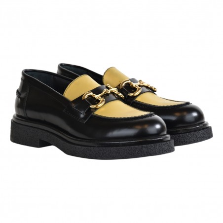 MOCASSINO CON MORSETTO LOAFER AL101 NERO/ORO