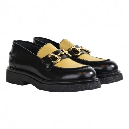 MOCASSINO CON MORSETTO LOAFER AL101 NERO/ORO