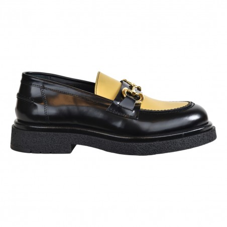 MOCASSINO CON MORSETTO LOAFER AL101 NERO/ORO