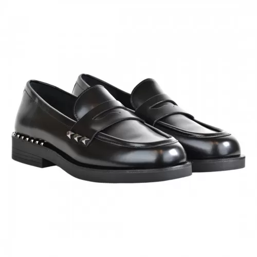 MOCASSINO SPAZZOLATO CON BORCHIE ASH WHISPERSTU01 BLACK