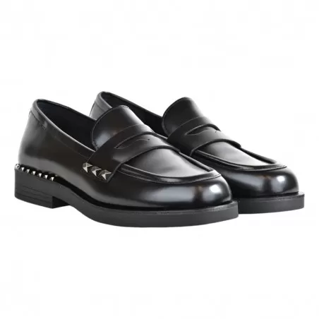 MOCASSINO SPAZZOLATO CON BORCHIE ASH WHISPERSTU01 BLACK