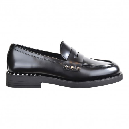 MOCASSINO SPAZZOLATO CON BORCHIE ASH WHISPERSTU01 BLACK
