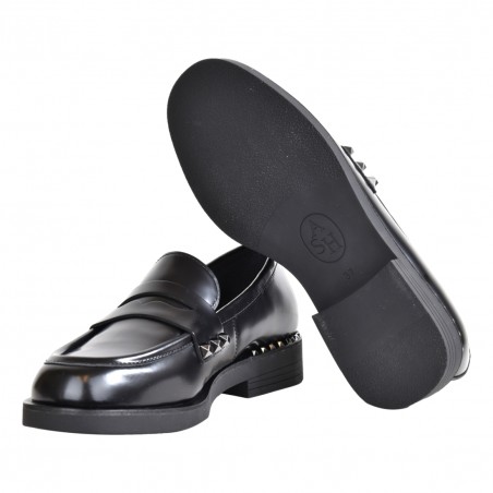 MOCASSINO SPAZZOLATO CON BORCHIE ASH WHISPERSTU01 BLACK